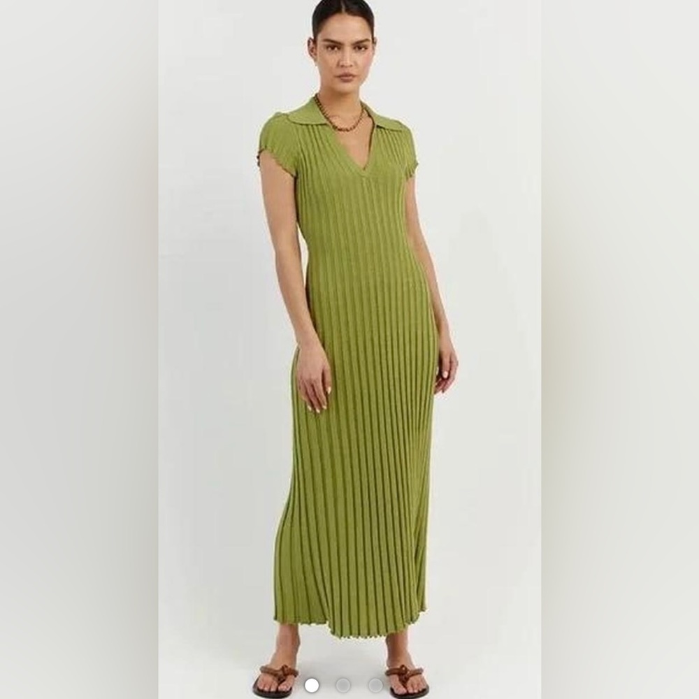Dissh Lime ADA collared midi dress